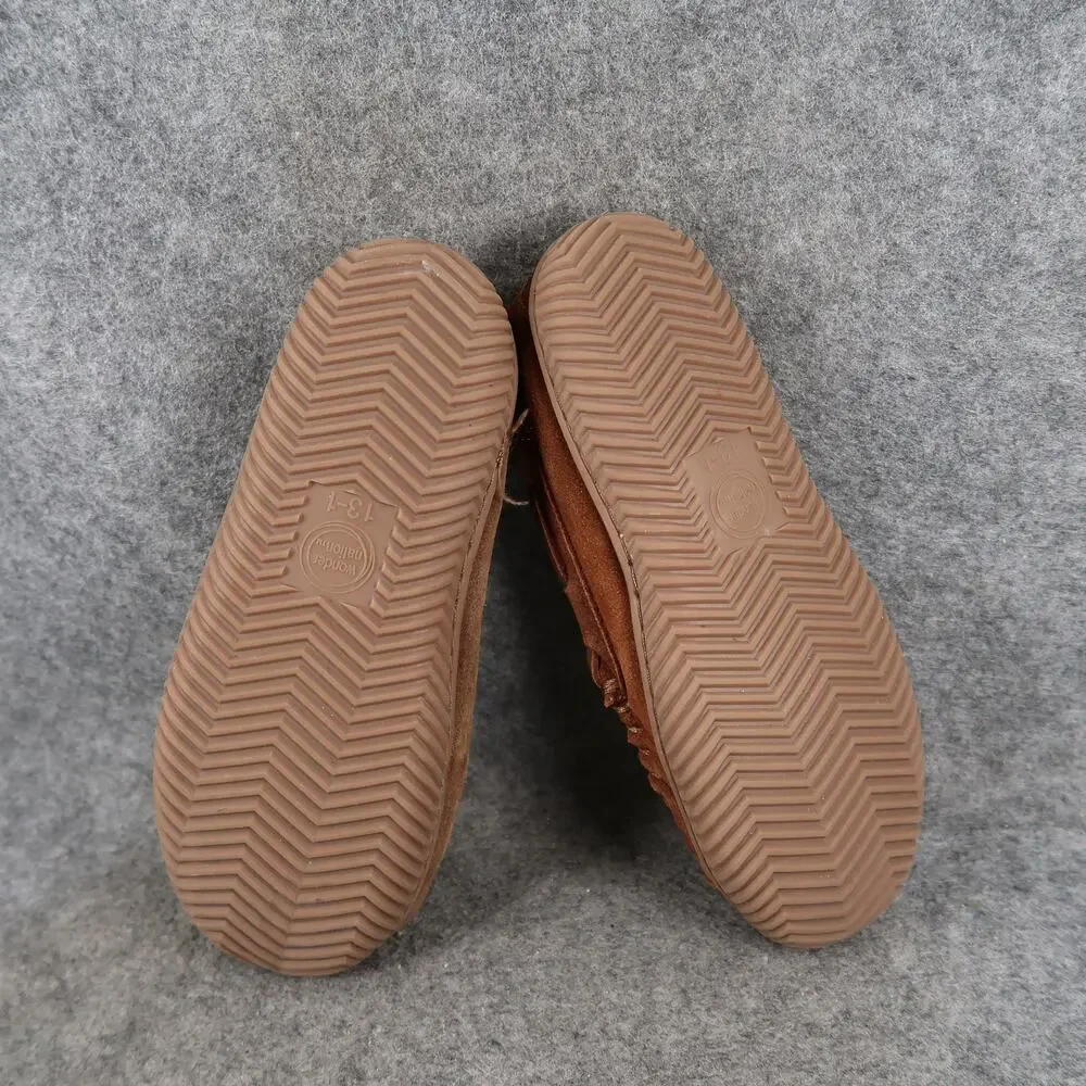 Wonder Nation Shoes Kids 13 1 Slippers Moccasin Loafer Brown Slip On Faux Fur